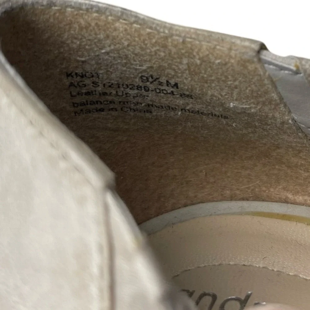 Andrew Geller Grey‎ Beige Leather Heels Woven Stiletto 4